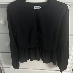 NA-KD Elegant Black Ruffle Blouse